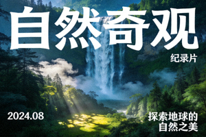 纪录片《自然奇观》海报 - 壮丽的瀑布与森林景观