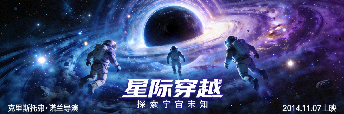 科幻巨制《星际穿越》海报 - 探索宇宙未知，视觉效果惊人